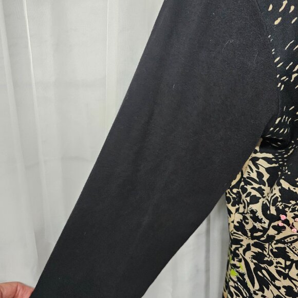 Lanz Black Jacket Hooded Paris Eiffel Artsy Tower Boho Zip Jersey 2XL - Picture 2 of 10